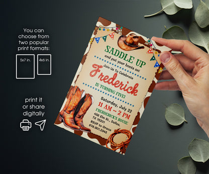 Cowboy Rodeo customizable invitation template | Share or Print | boy | ED664