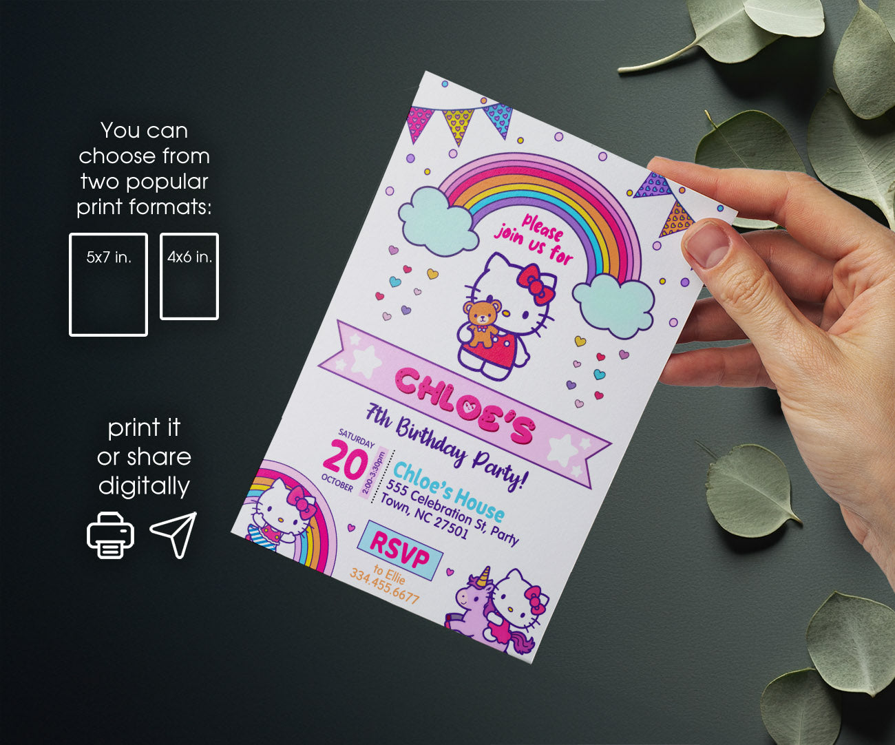 Hello Kitty Sanrio customizable invitation template | Share or Print | QF847