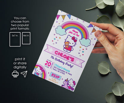 Hello Kitty Sanrio customizable invitation template | Share or Print | QF847