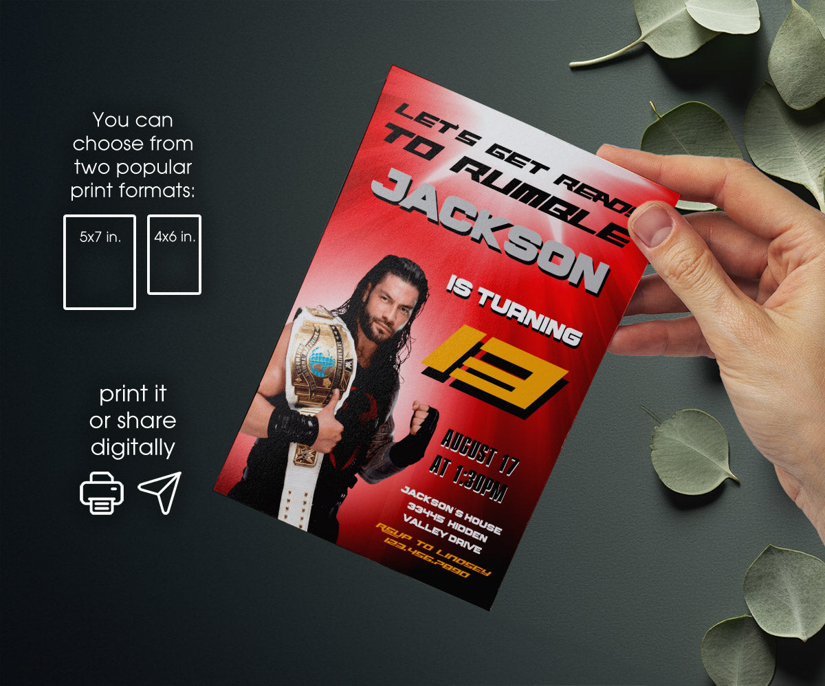 Wrestling WWE WrestleMania customizable invitation template | Share or Print | boy | BL844