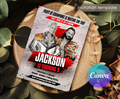 Wrestling WWE WrestleMania customizable invitation template | Share or Print | boy | ZF686