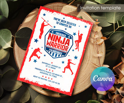 American Ninja Warrior customizable invitation template | Share or Print | HA191