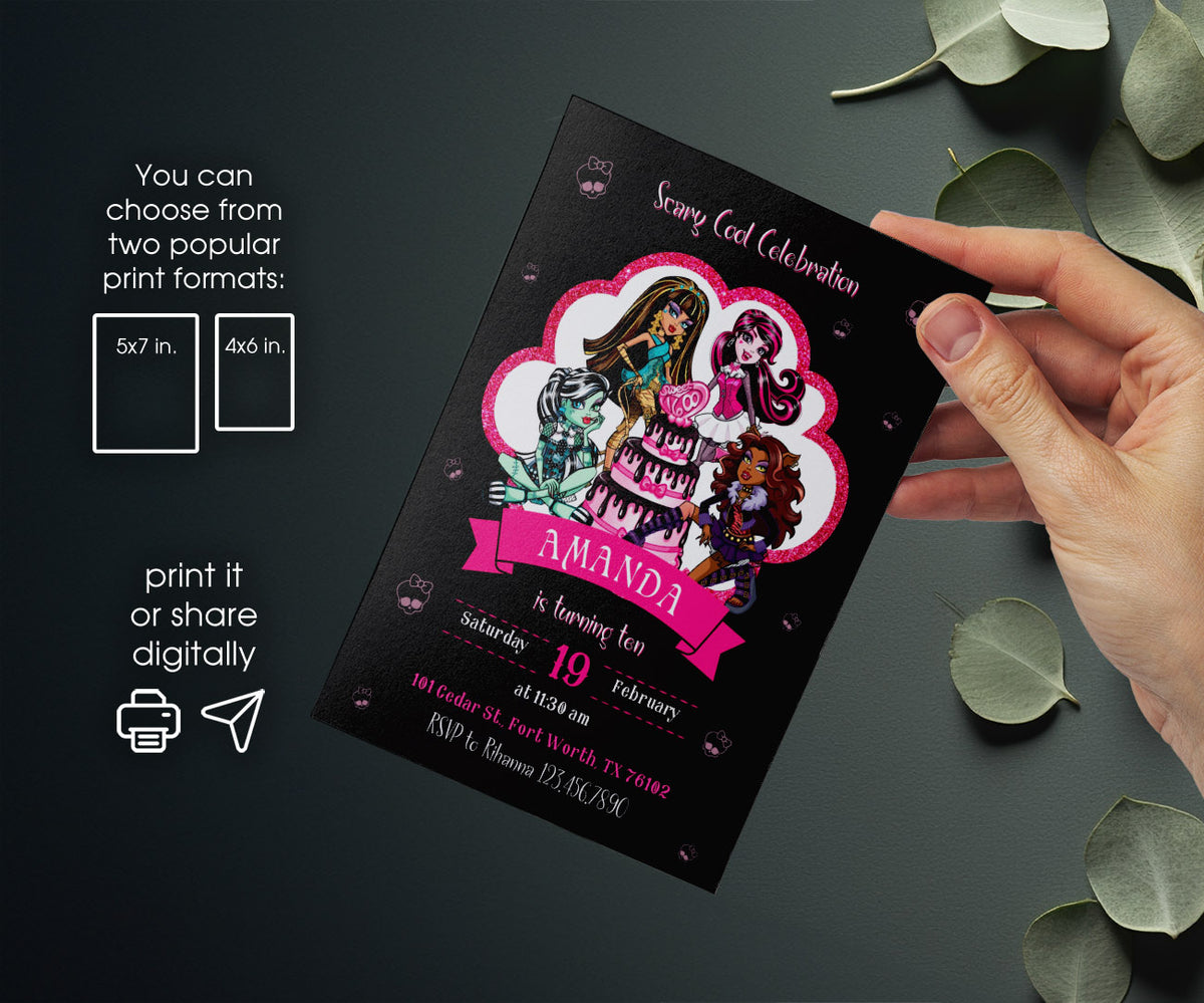 Monster High customizable invitation template | Share or Print | girl | EJ727