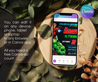 Avengers Marvel Superhero customizable invitation template | Share or Print | boy | IN868