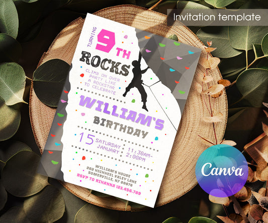 Rock Climbing customizable invitation template | Share or Print | IY076