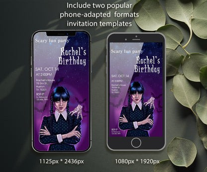 Wednesday Addams customizable invitation template | Share or Print | girl | DT157