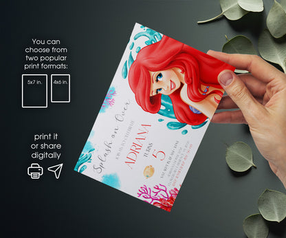 Ariel The Little Mermaid customizable invitation template | Share or Print | girl | LH162