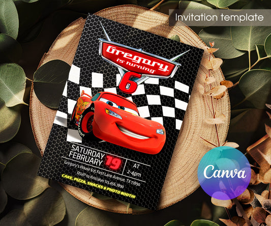 Cars Lightning McQueen customizable invitation template | Share or Print | boy | PC973