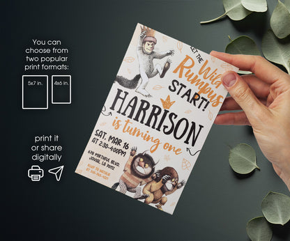 Where The Wild Things Are Maurice Sendak customizable invitation template | Share or Print | IB971