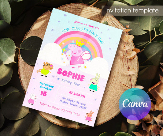 Peppa Pig customizable invitation template | Share or Print | girl | WV418