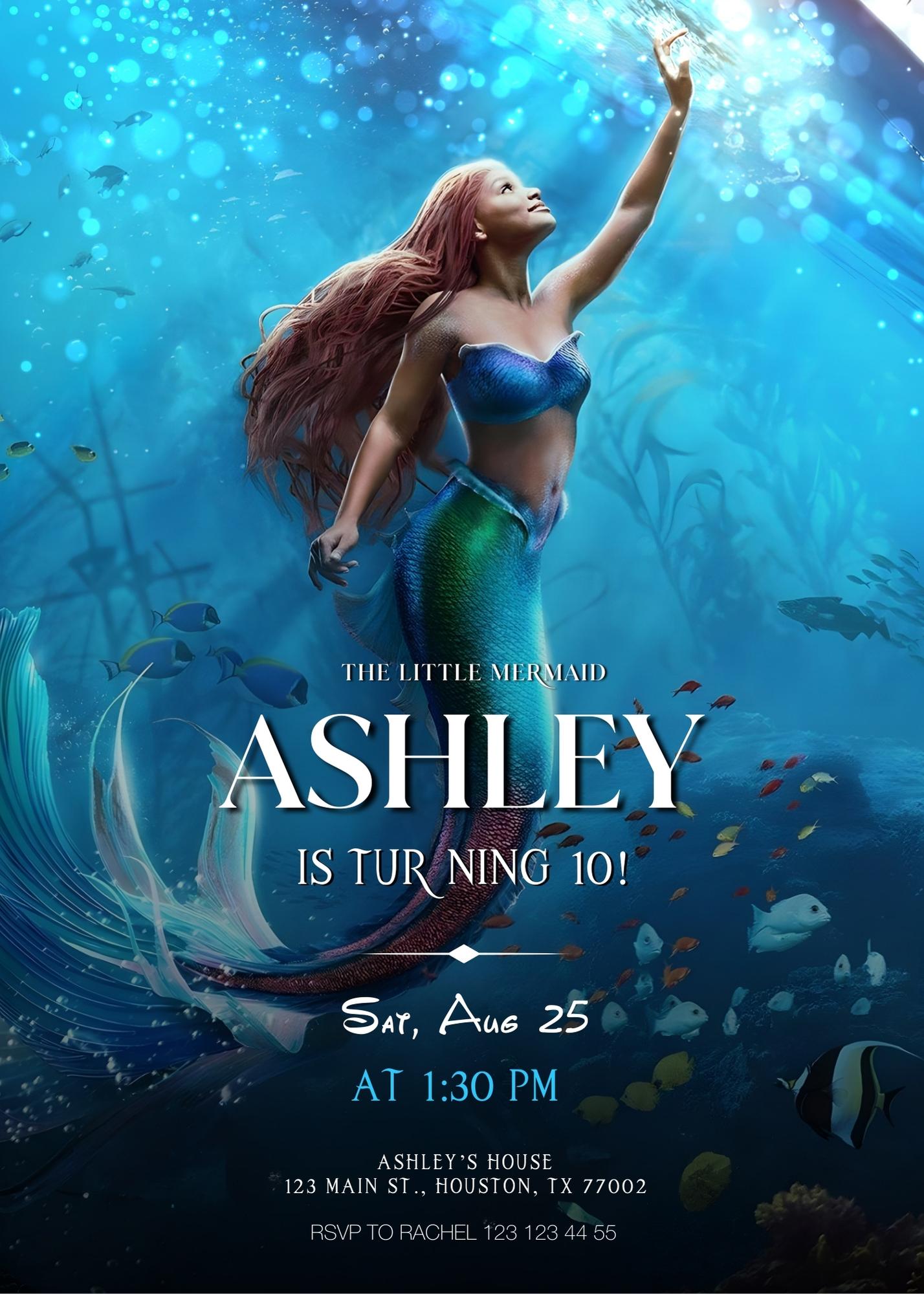 The Little Mermaid Ariel customizable invitation template | Share or Print | girl | GJ826