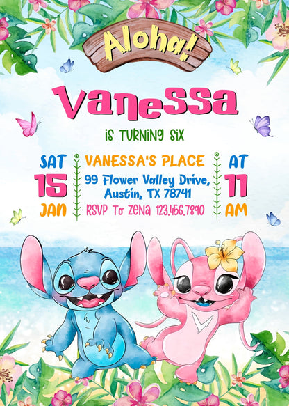 Lilo & Stitch Angel customizable invitation template | Share or Print | girl | PE521