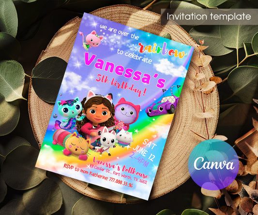 Gabby's Dollhouse Kitten customizable invitation template | Share or Print | girl | ZM942