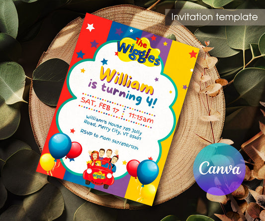Wiggles One Finger One Thumb customizable invitation template | Share or Print | WC854