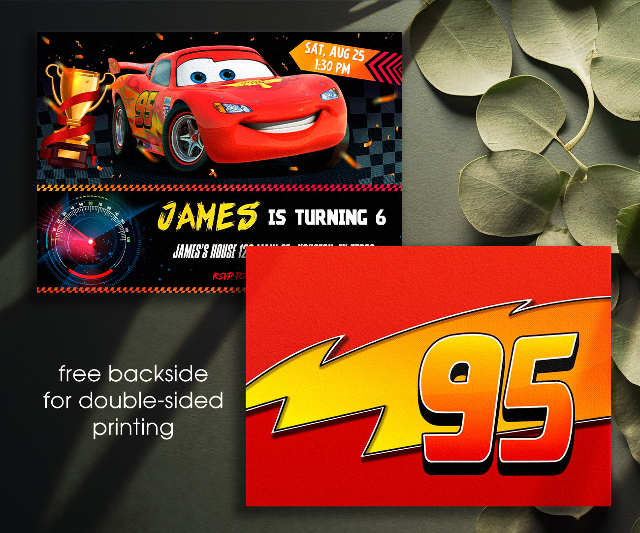 Cars Lightning McQueen customizable invitation template | Share or Print | boy | US905