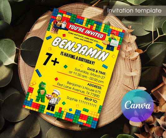 Lego Minifigures customizable invitation template | Share or Print | CO171