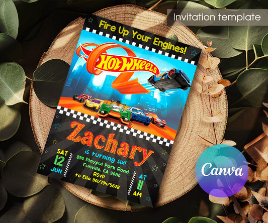 Hot Wheels Racing customizable invitation template | Share or Print | boy | JB477