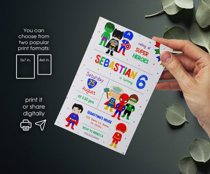 Avengers Marvel Superhero customizable invitation template | Share or Print | boy | OP133