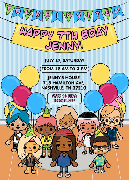 Toca Boca World Gamer customizable invitation template | Share or Print | AT504