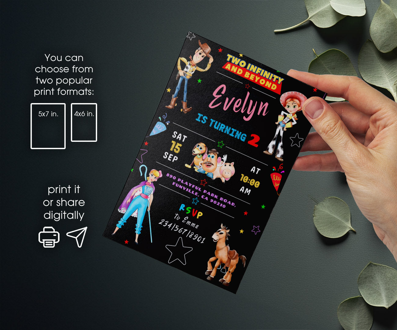 Toy Story Woody customizable invitation template | Share or Print | WF291