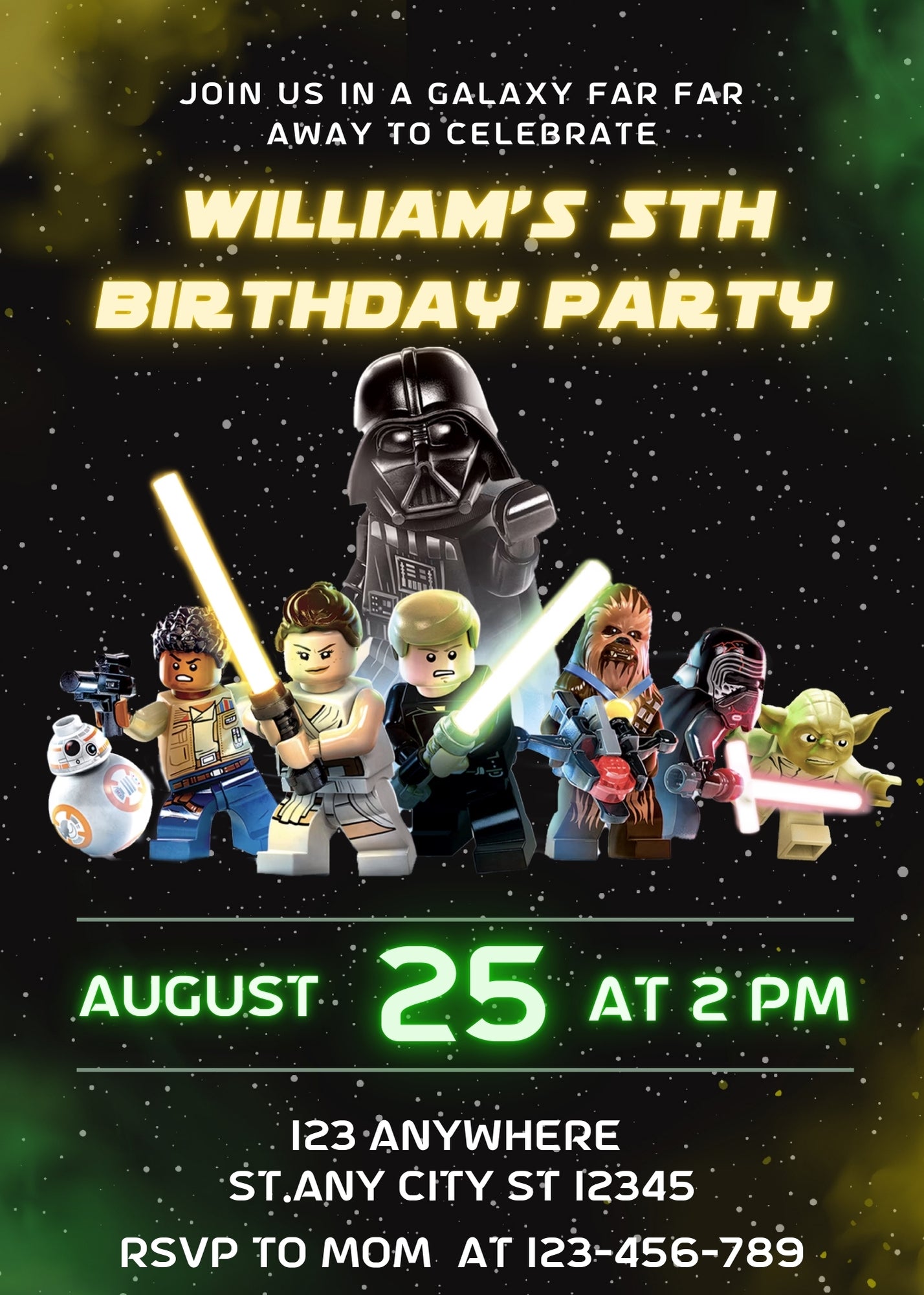 Star Wars Darth Vader Lego Minifigures customizable invitation template | Share or Print | OZ430