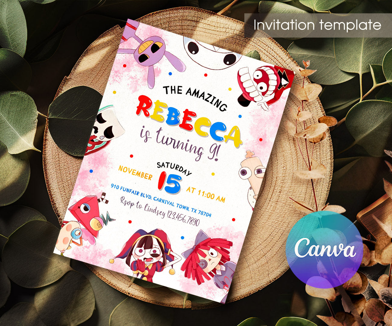 The Amazing Digital Circus customizable invitation template | Share or Print | MD275