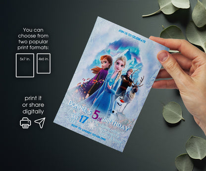 Frozen Elsa customizable invitation template | Share or Print | girl | JQ223