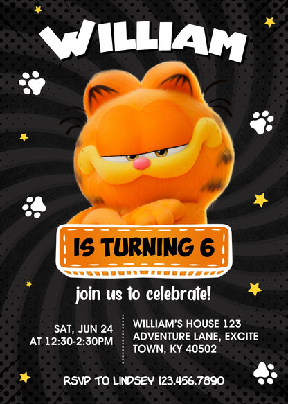 Garfield Orange Cat customizable invitation template | Share or Print | boy | XW754