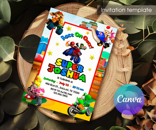 Mario Kart Gamer customizable invitation template | Share or Print | boy | XW785