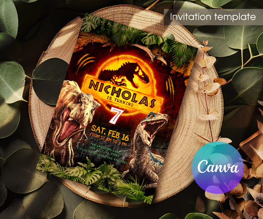 Jurassic World Dinosaur customizable invitation template | Share or Print | MA142