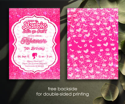 Barbie Pink customizable invitation template | Share or Print | girl | RU663