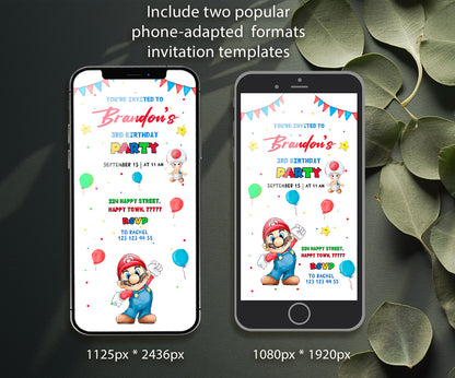 Super Mario Bros customizable invitation template | Share or Print | EI856