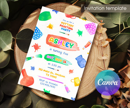 Art Pottery customizable invitation template | Share or Print | girl | JE915