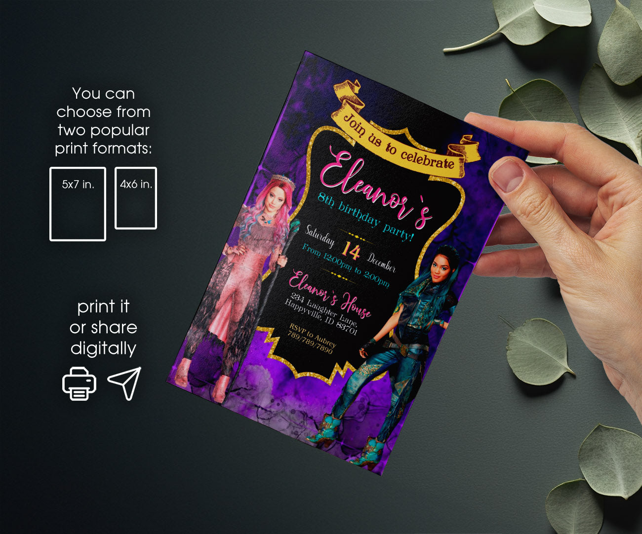 Descendants Disney customizable invitation template | Share or Print | NU725