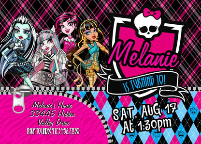 Monster High customizable invitation template | Share or Print | girl | SB335