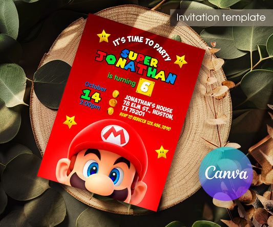 Super Mario Bros customizable invitation template | Share or Print | QV976