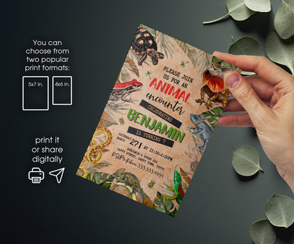 Reptile Lizard Snake customizable invitation template | Share or Print | YW761