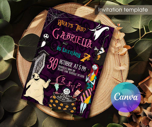 The Nightmare Before Christmas Halloween customizable invitation template | Share or Print | WH316