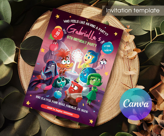 Inside Out 2 customizable invitation template | Share or Print | TT434