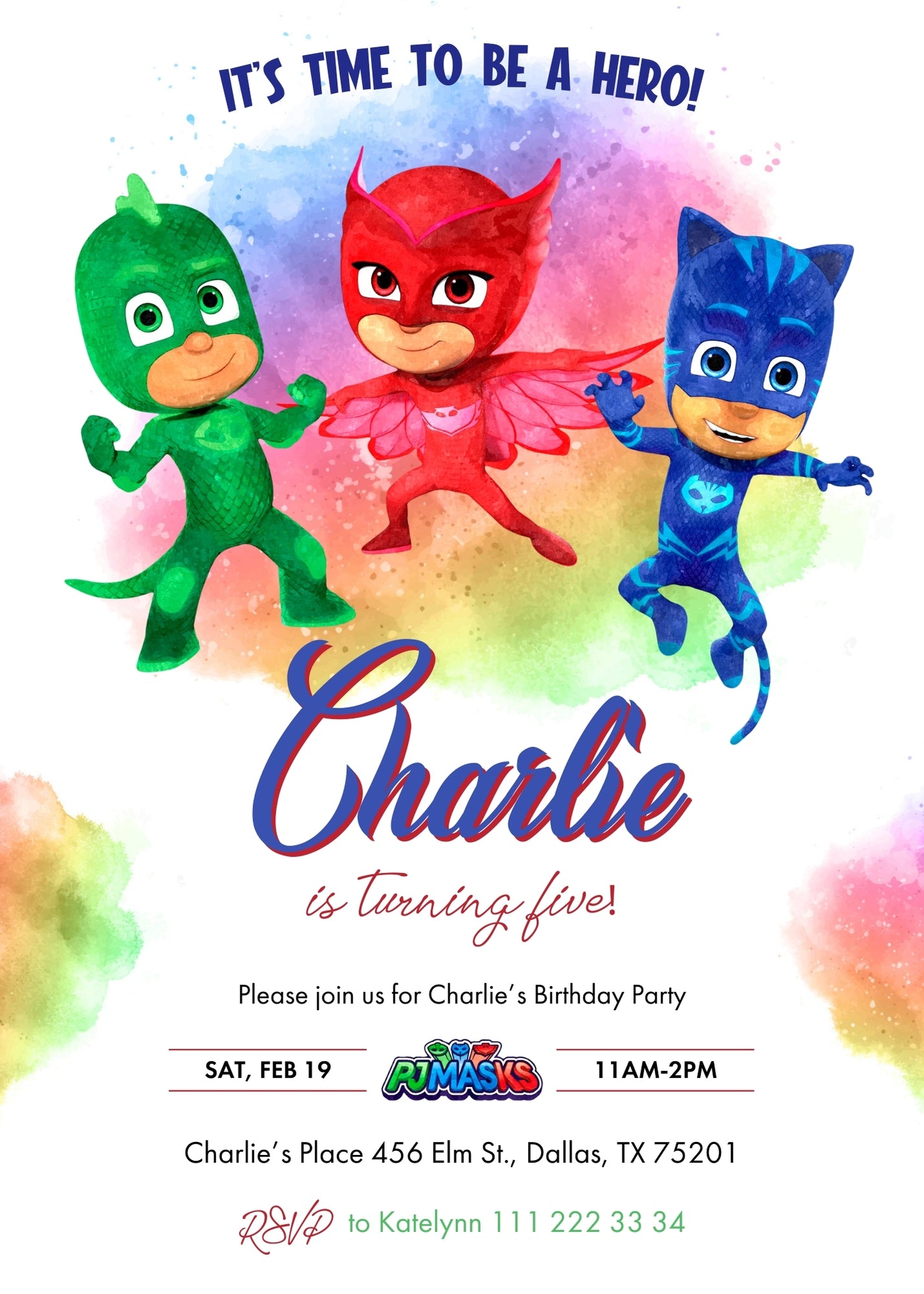 PJ Masks customizable invitation template | Share or Print | BT843