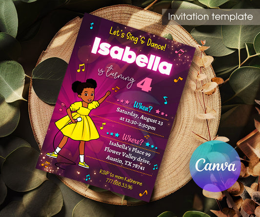 Gracie's Corner Music customizable invitation template | Share or Print | girl | KJ279
