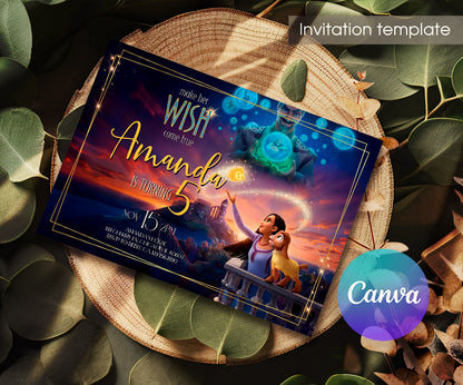 Wish Magic Asha customizable invitation template | Share or Print | girl | QY059