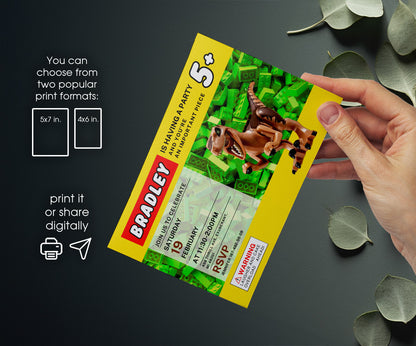 Lego Dinosaur T-Rex customizable invitation template | Share or Print | AA799
