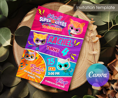 SuperKitties customizable invitation template | Share or Print | YA954