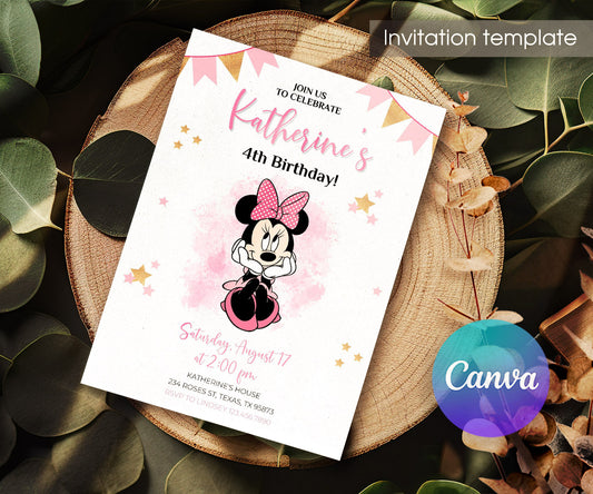Minnie Mouse Disney Mickey customizable invitation template | Share or Print | girl | SU748
