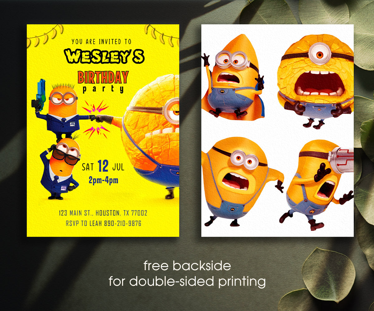 Despicable Me Minions customizable invitation template | Share or Print | JE460