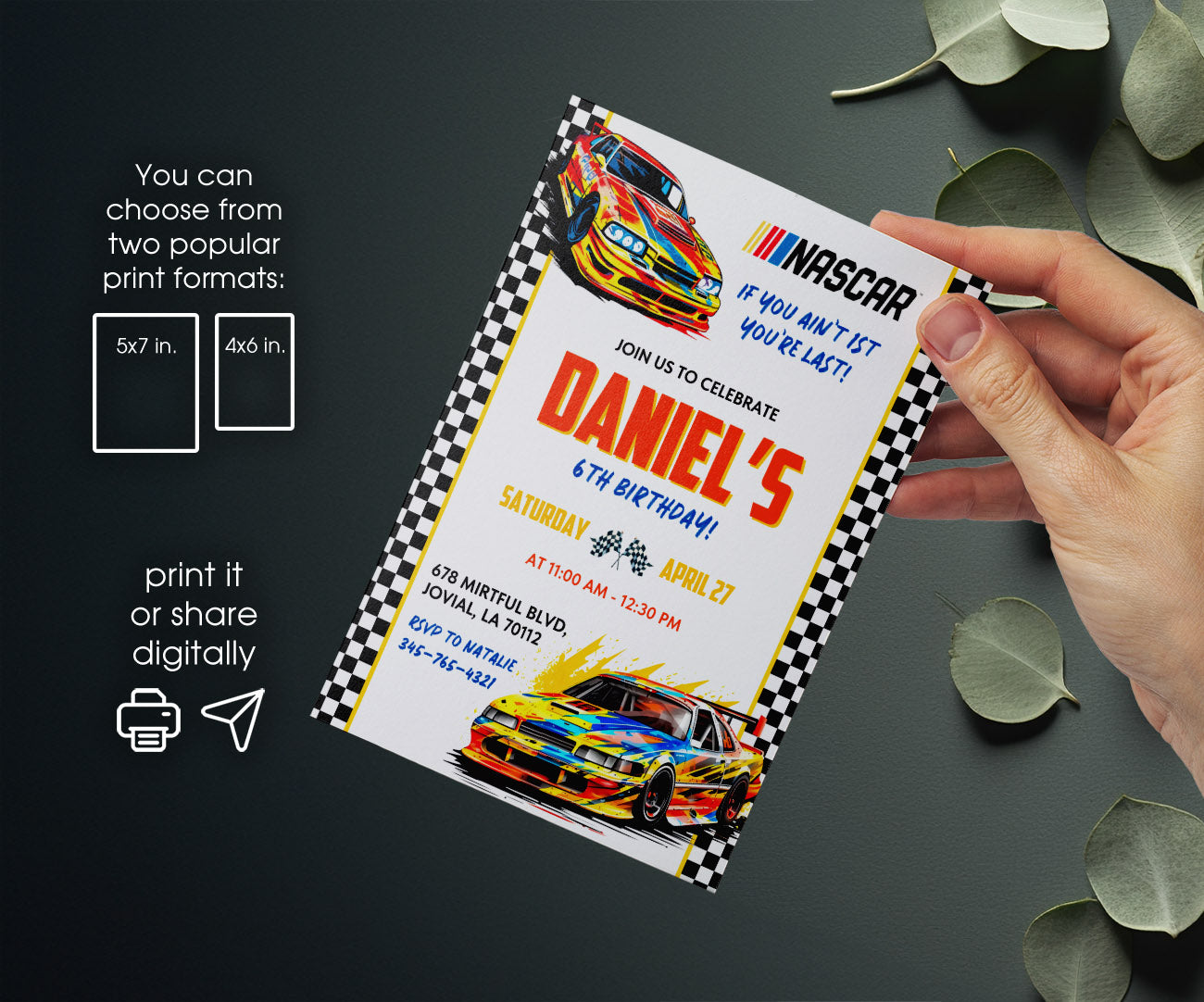 Nascar Ricky Bobby customizable invitation template | Share or Print | boy | UA255