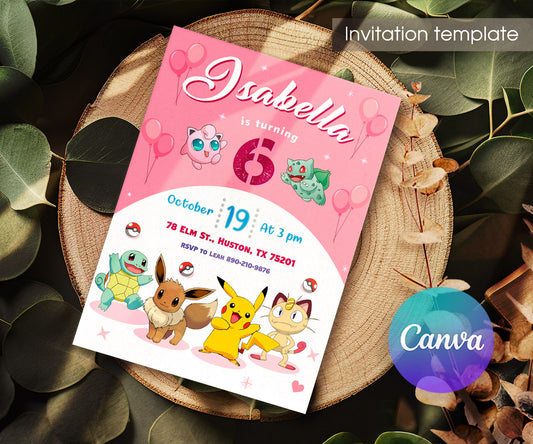 Pokemon Pikachu customizable invitation template | Share or Print | NZ398