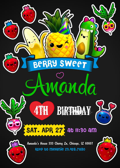 Hey Bear Sensory Dancing Fruits customizable invitation template | Share or Print | EB185