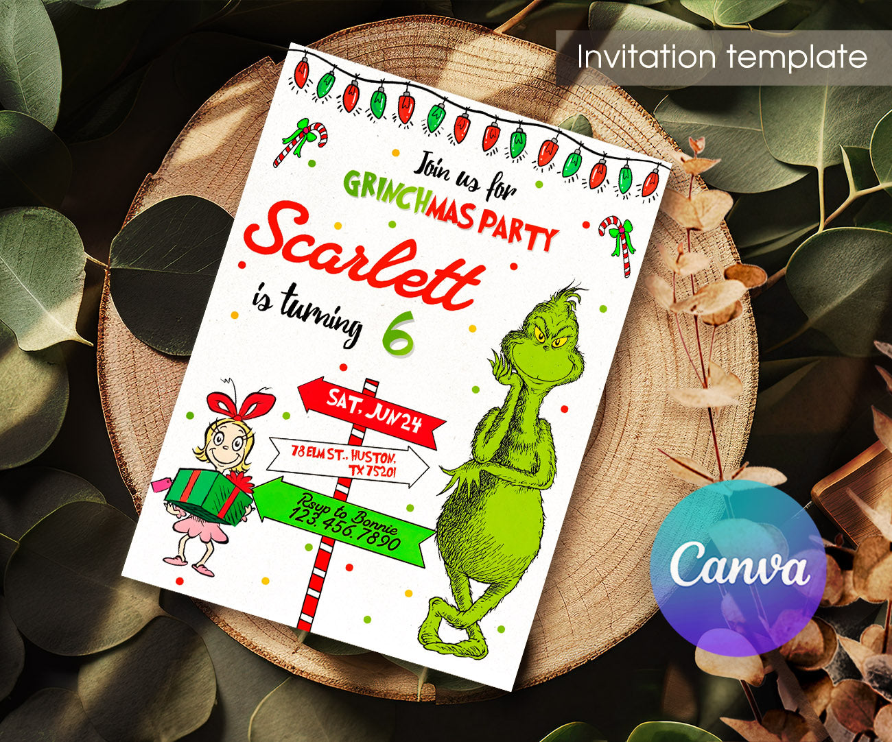The Grinch  Merry Grinchmas customizable invitation template | Share or Print | MG601